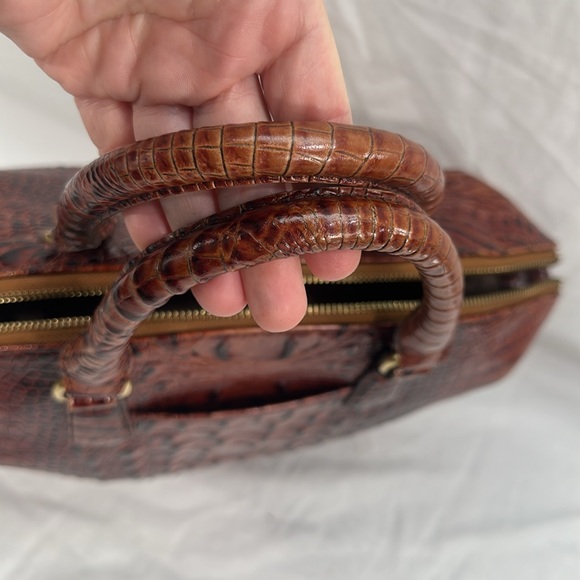 SOLD!! Lg Duxbury Dome Croc Embossed Leather Satchel Shoulder Bag W/Strap/Cover - Picture 6 of 16